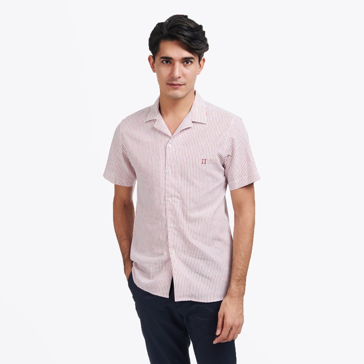 - Simon Stripe Shirt - Red/White