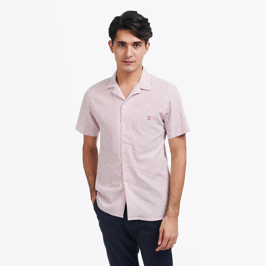 - Simon Stripe Shirt - Red/White