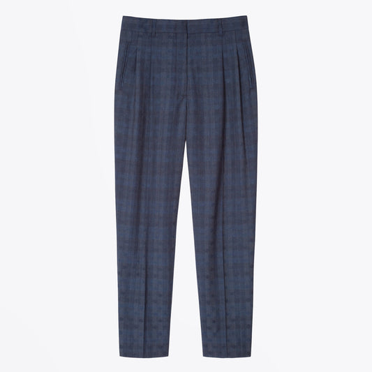 - Polka Dot Jacquard Trousers - Navy