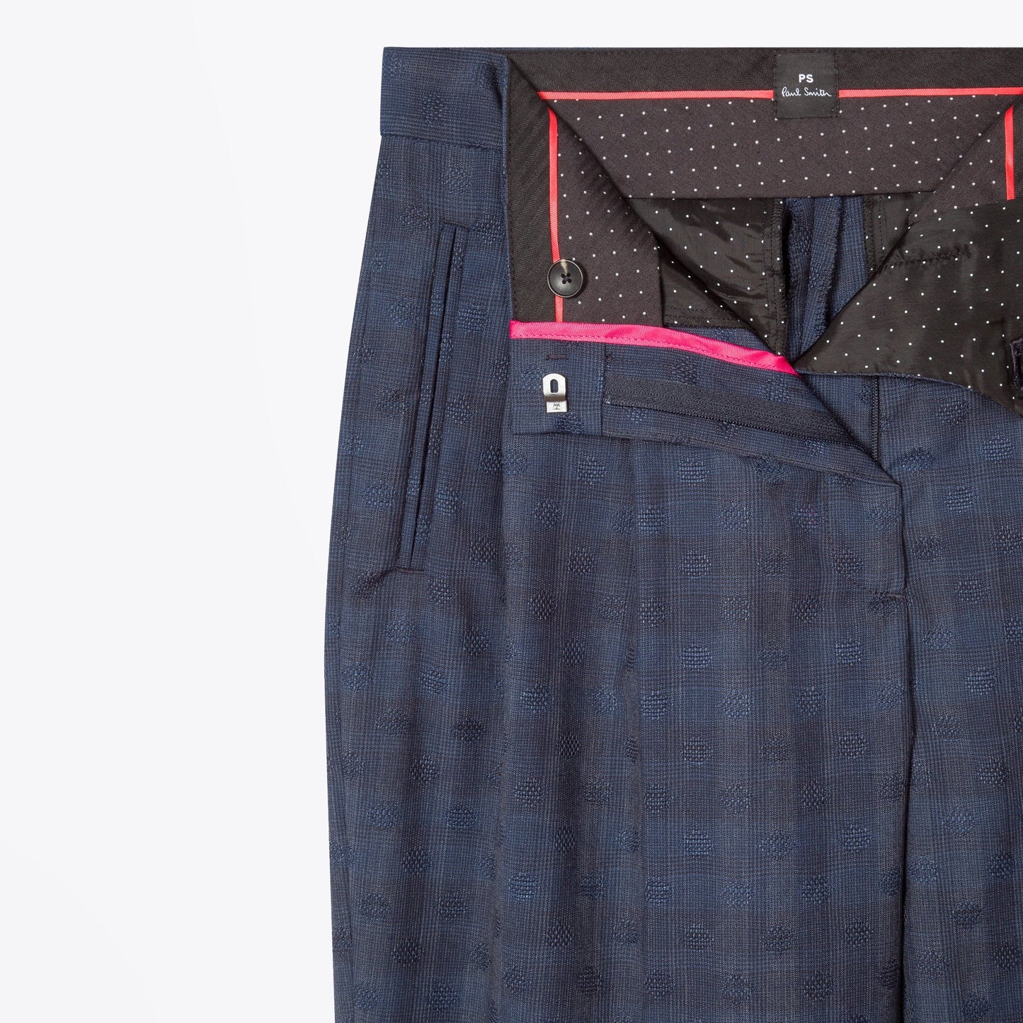 - Polka Dot Jacquard Trousers - Navy