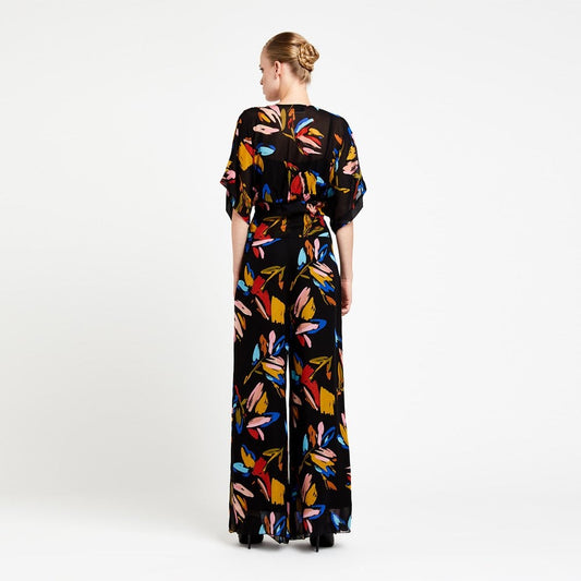 - Printed Palazzo Trousers - Black