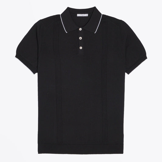- Stripe Polo T-shirt - Black