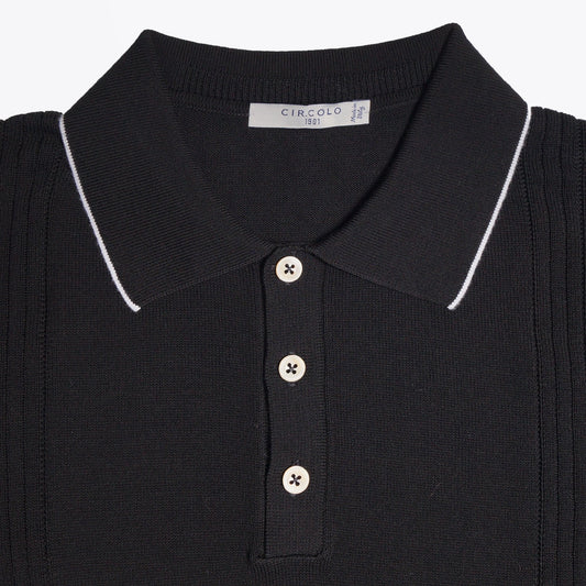 - Stripe Polo T-shirt - Black