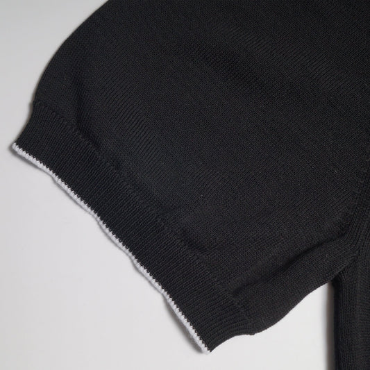 - Stripe Polo T-shirt - Black