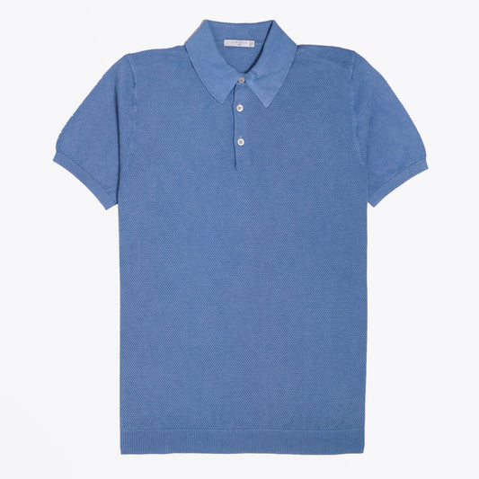 - Textured Polo T-shirt - Blue