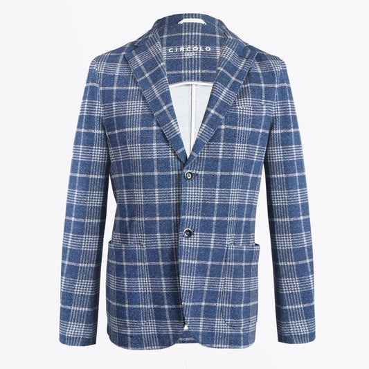 - Soft Check Summer Blazer - Blue/White