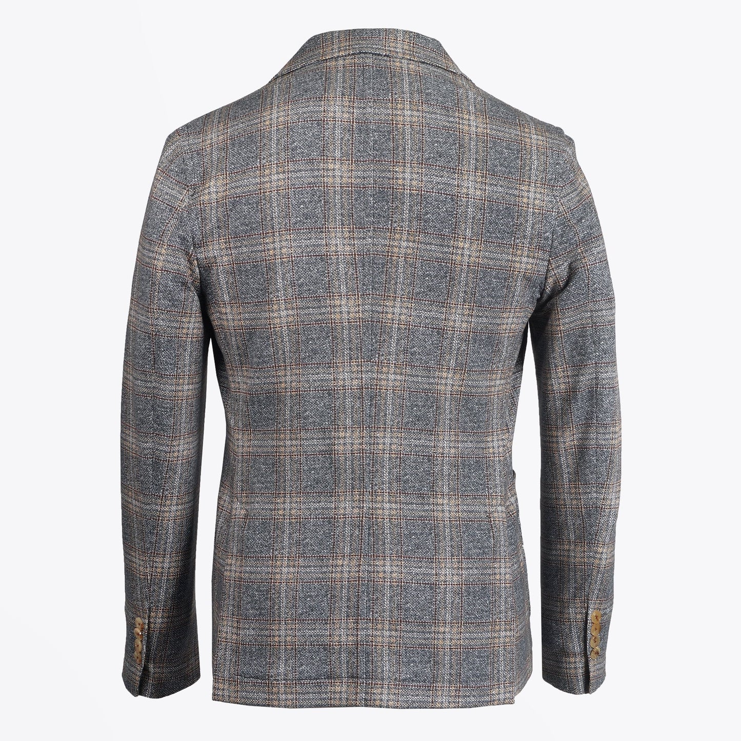 - Cotton Checked Blazer - Grey