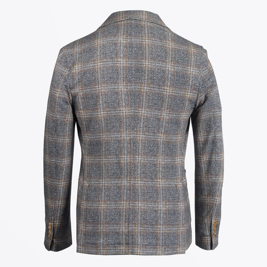 - Cotton Checked Blazer - Grey
