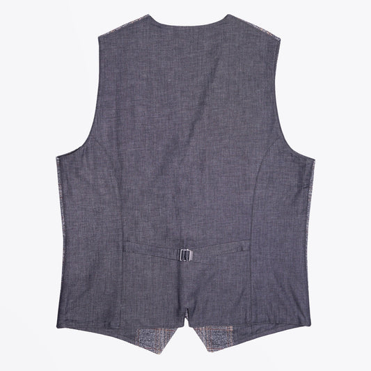 - Textured Checked Waistcoat - Grey