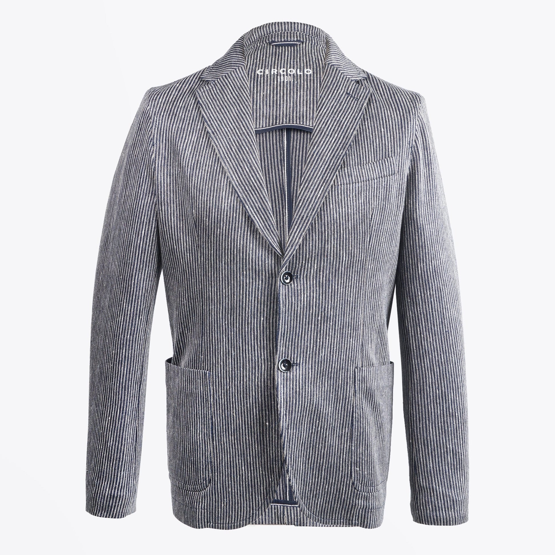 Circolo Woven Stripe Blazer - Blue/Grey