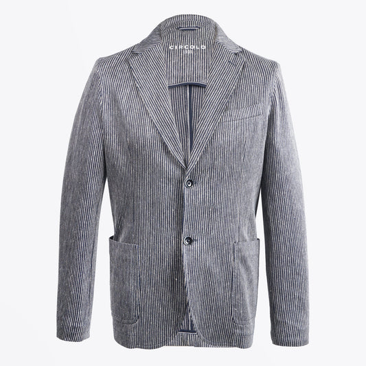 Woven Stripe Blazer - Blue/Grey
