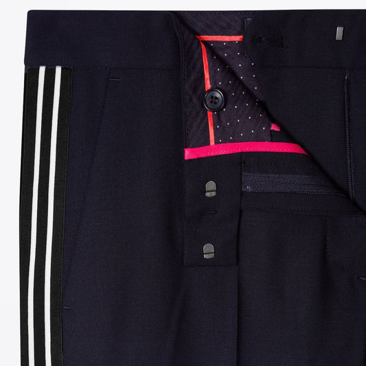 - Side-Stripe Wool Trousers - Navy