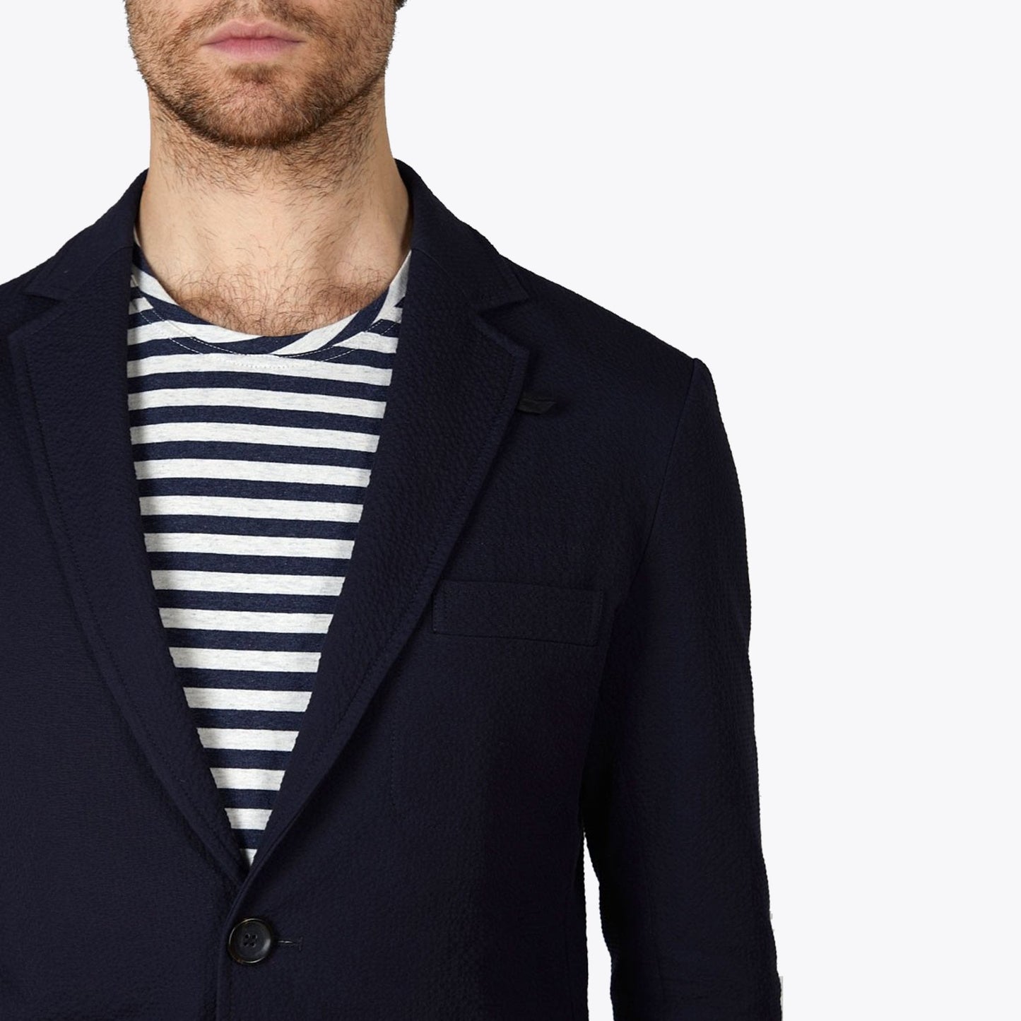 - Theobald Seersucker Jacket - Navy