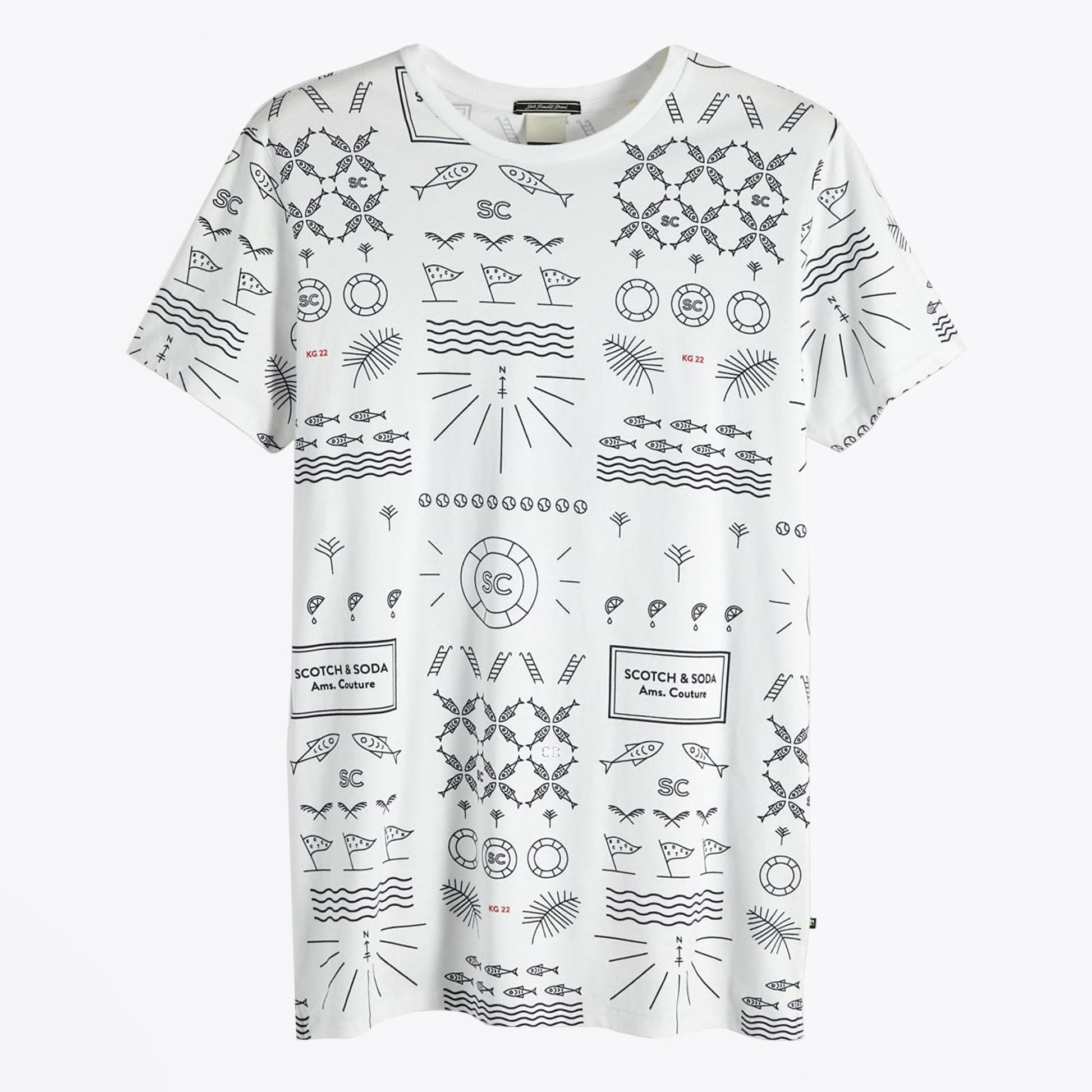Scotch Nautical Print Tee - White