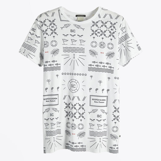 Nautical Print Tee - White