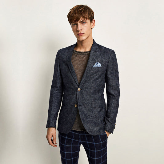 - Star Wool/Linen Blazer - Navy