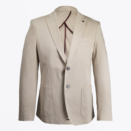 - Cotton Stretch Blazer - Beige