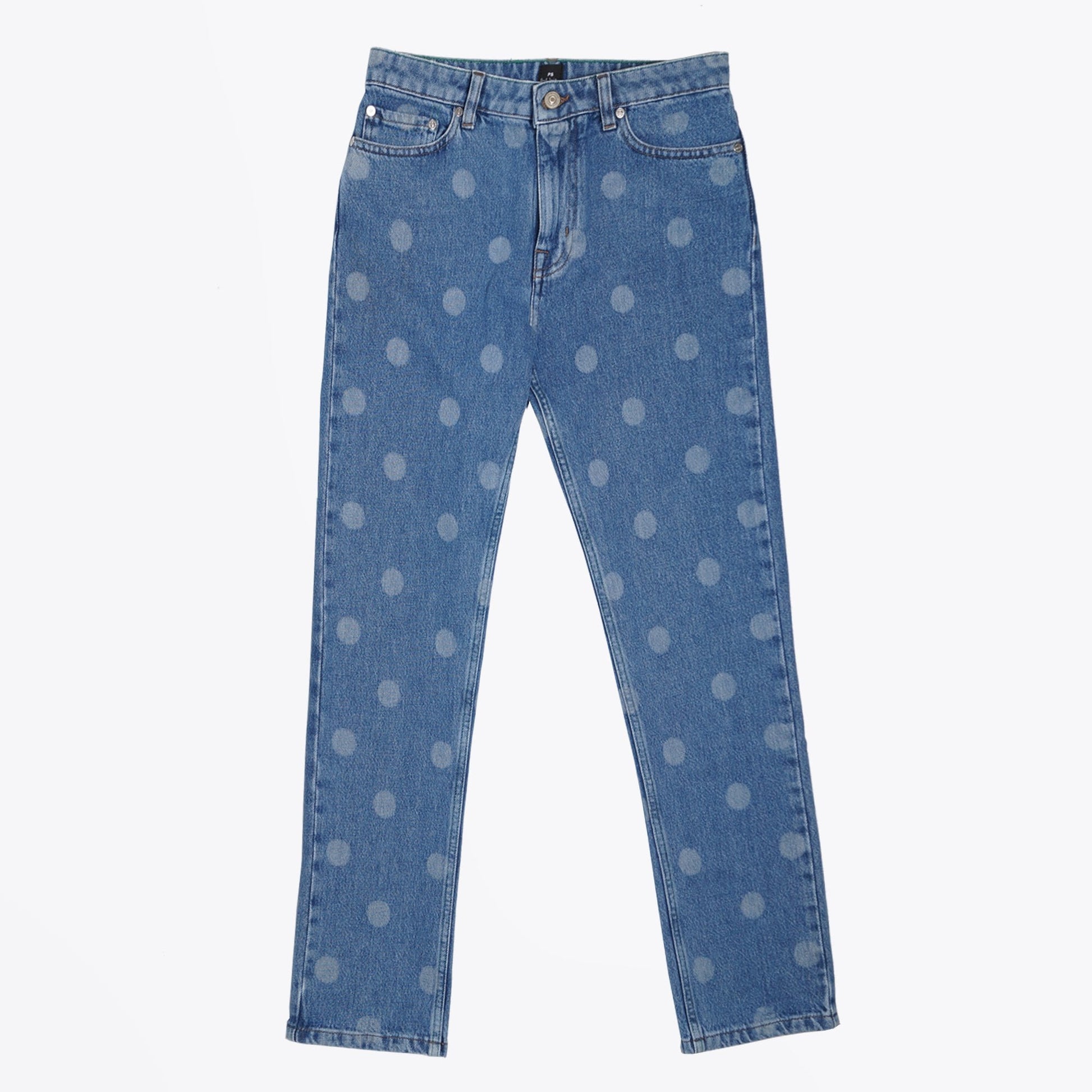 Paul Light Wash Denim Polka Dot Jeans - Blue