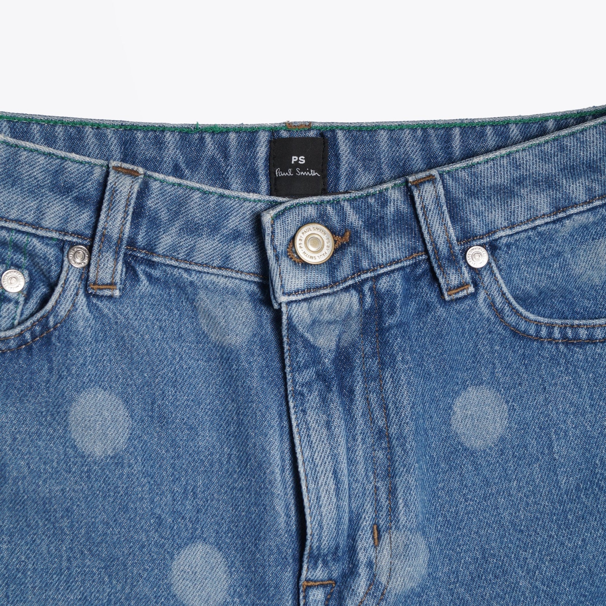 Paul Light Wash Denim Polka Dot Jeans - Blue