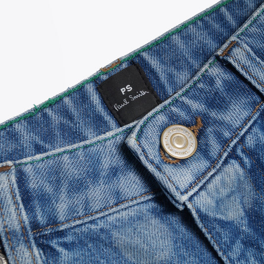 Light Wash Denim Polka Dot Jeans - Blue