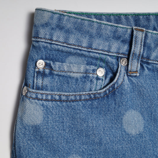 Light Wash Denim Polka Dot Jeans - Blue