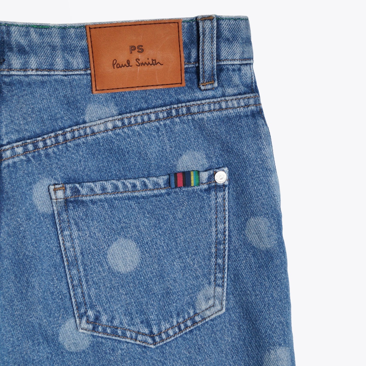 Light Wash Denim Polka Dot Jeans - Blue