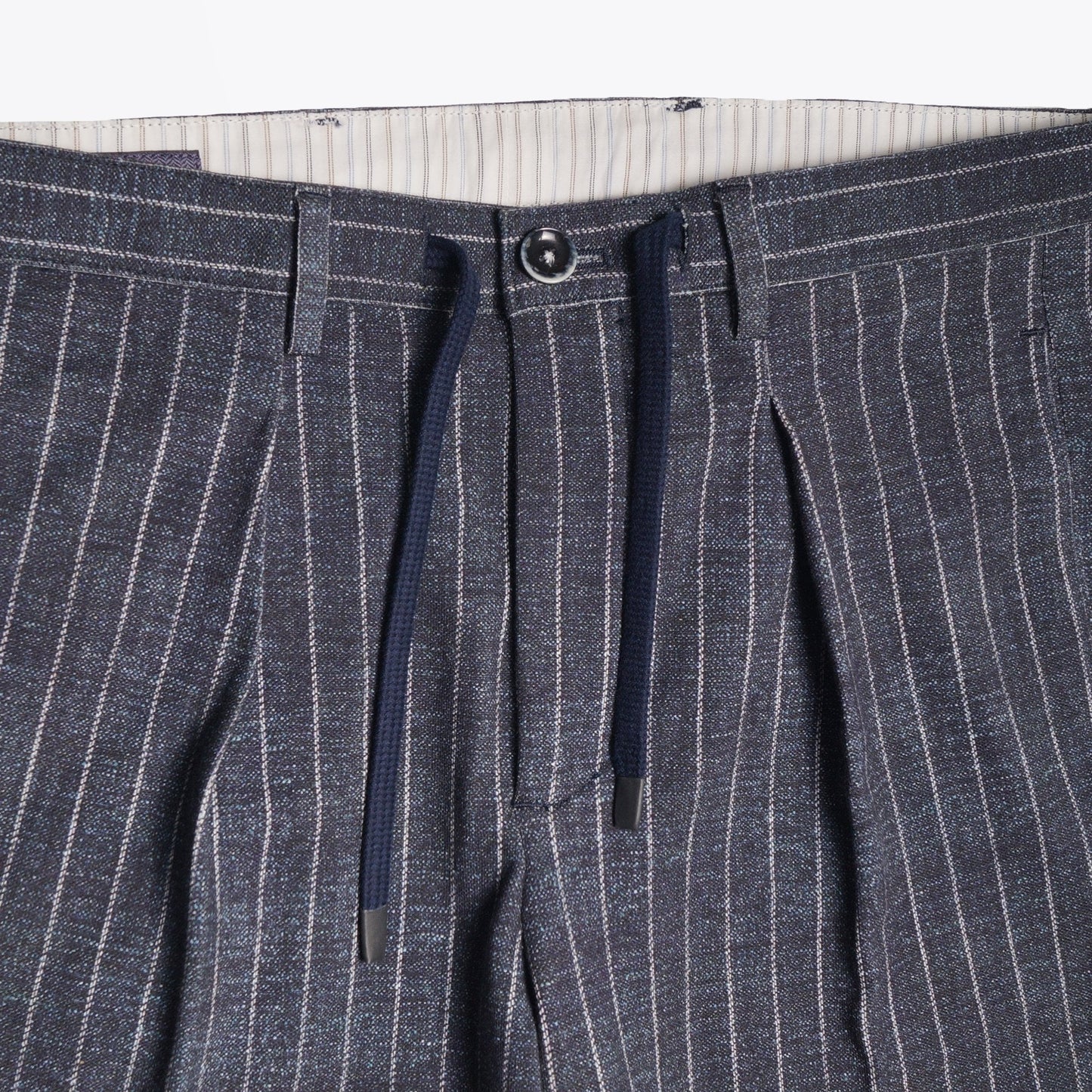 - Stretch Drawstring Trousers - Grey Stripe