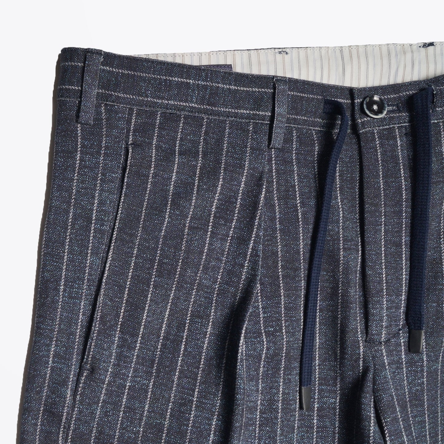 - Stretch Drawstring Trousers - Grey Stripe