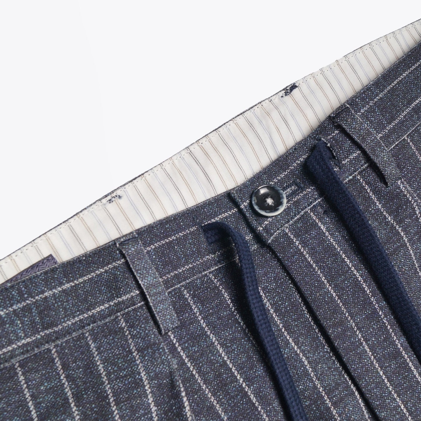 - Stretch Drawstring Trousers - Grey Stripe