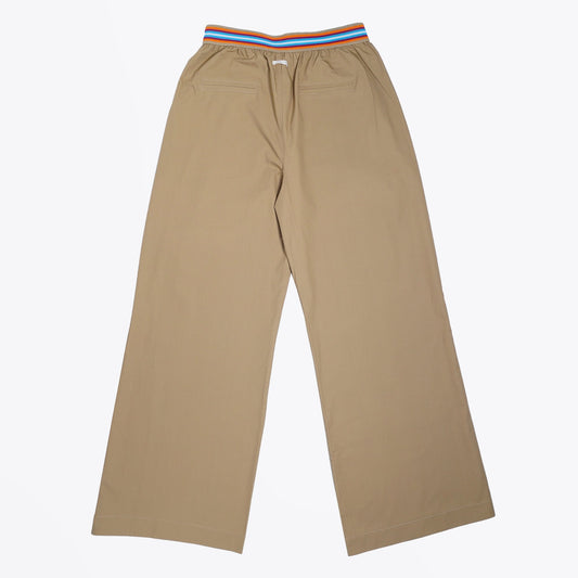 - Cotton Wide Leg Pants - Beige