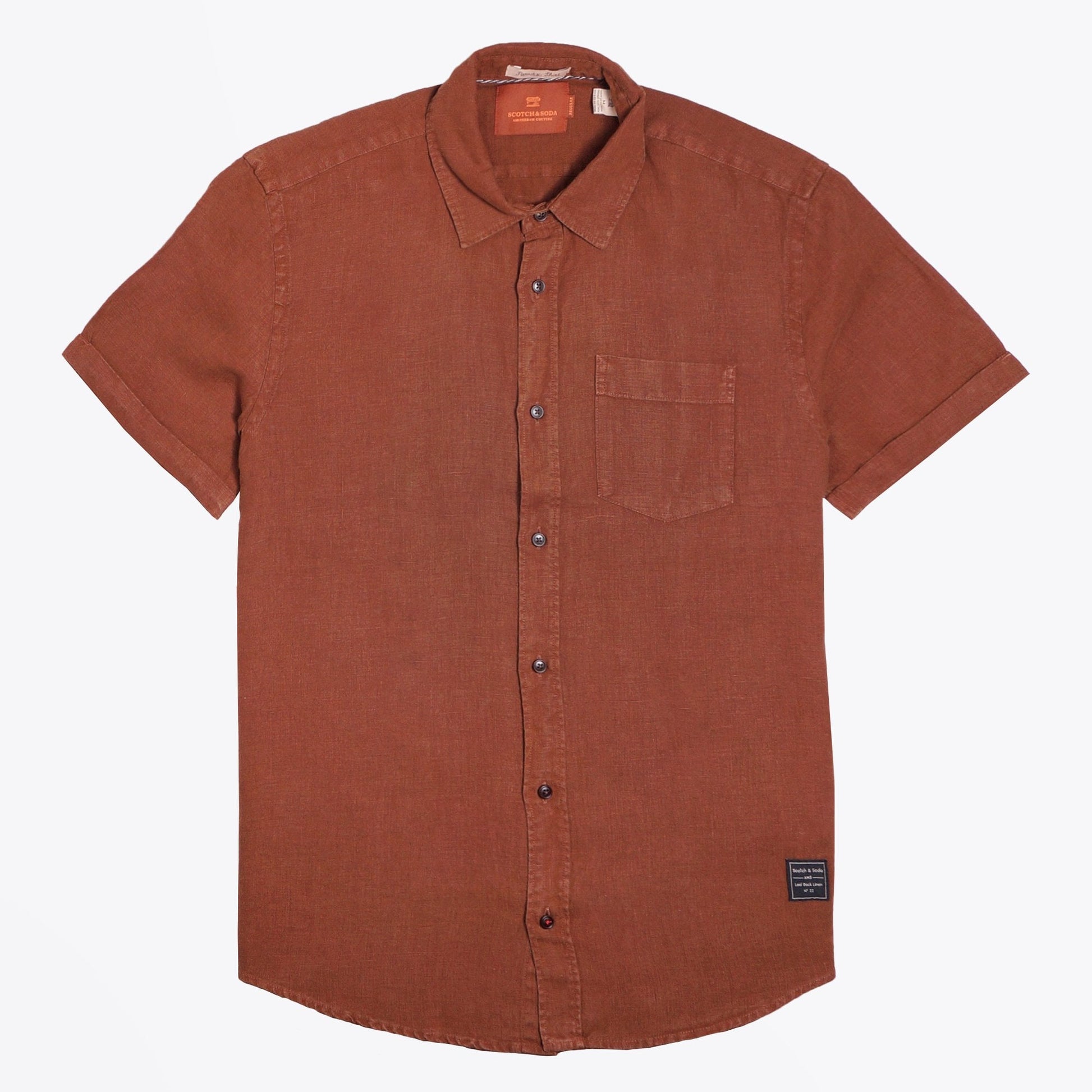 Scotch Linen Short Sleeve Shirt - Rust