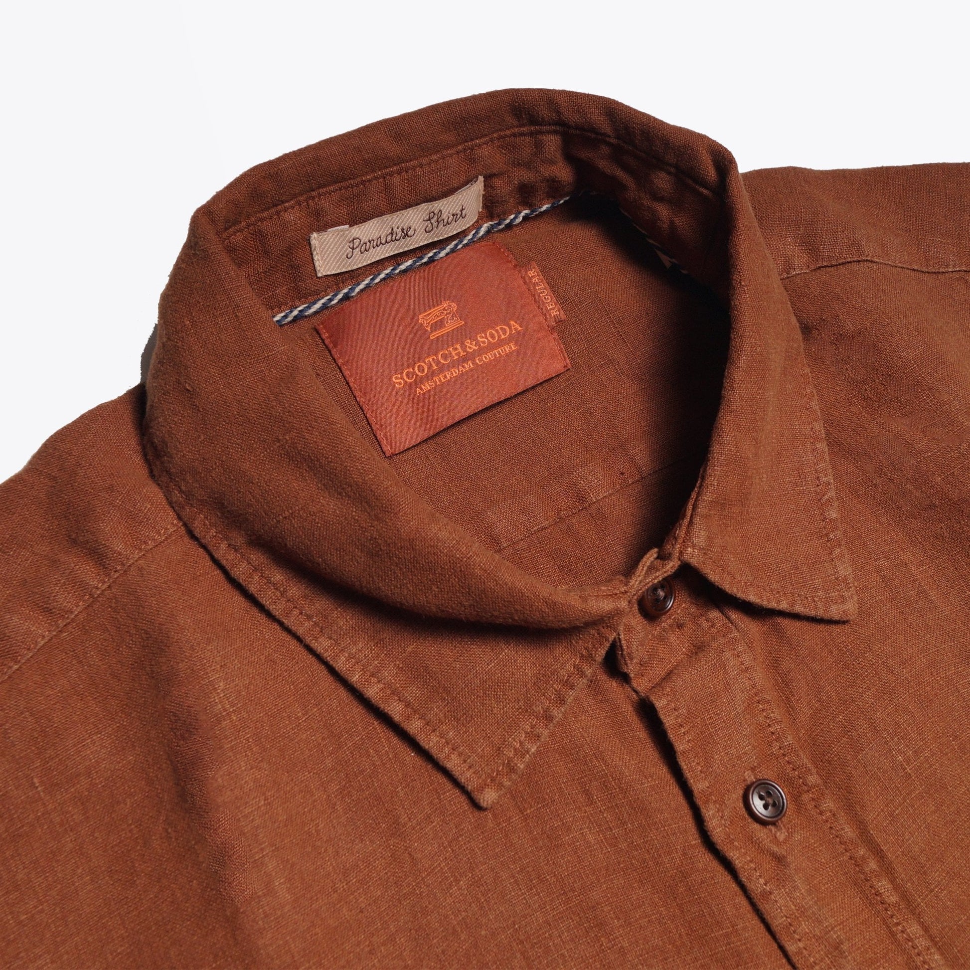 Scotch Linen Short Sleeve Shirt - Rust
