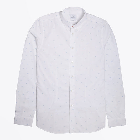 - Slim Fit Shapes Print Shirt - White