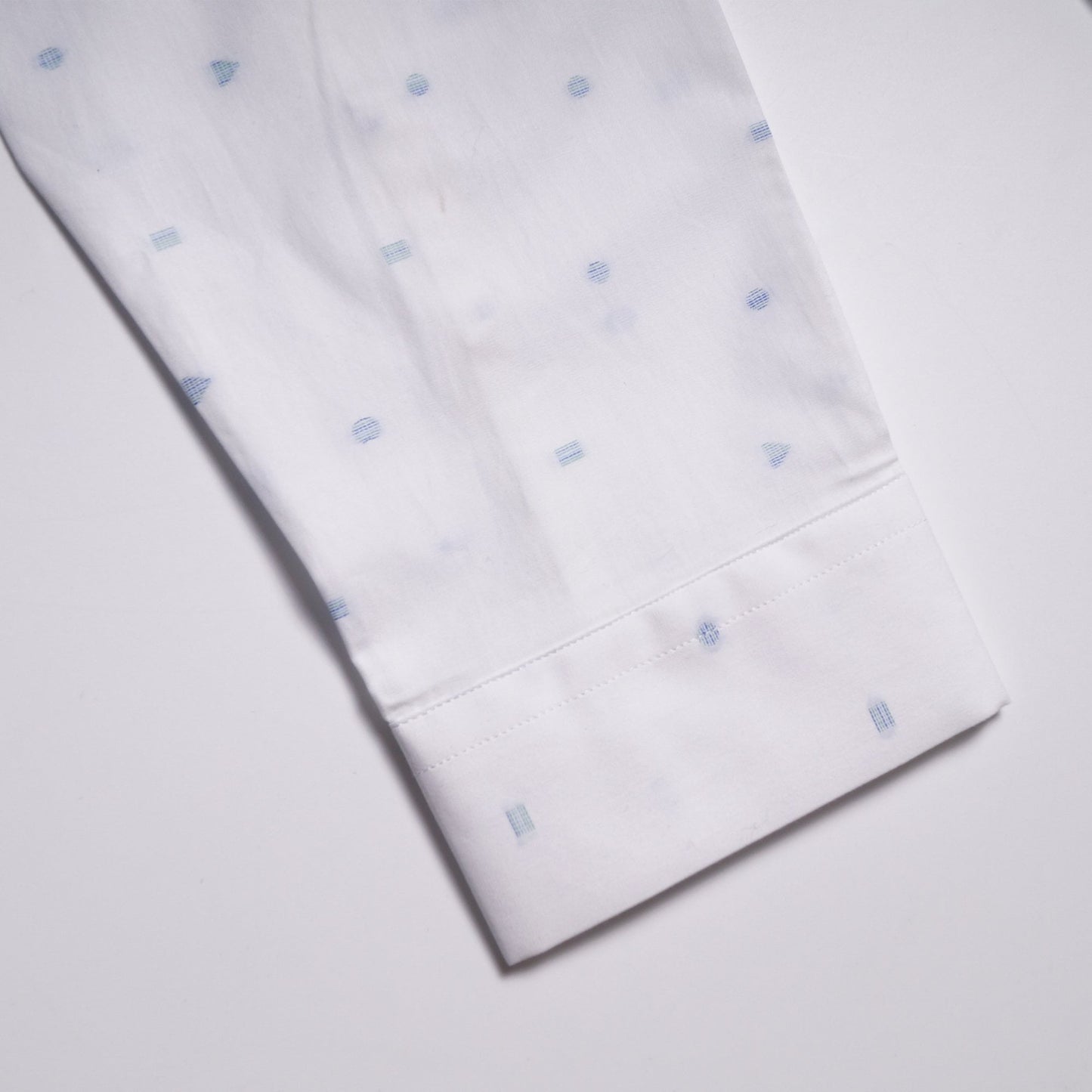 - Slim Fit Shapes Print Shirt - White