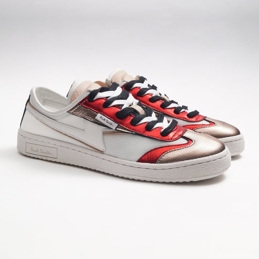 - 'Ziggy' Leather Metallic Trainers - White