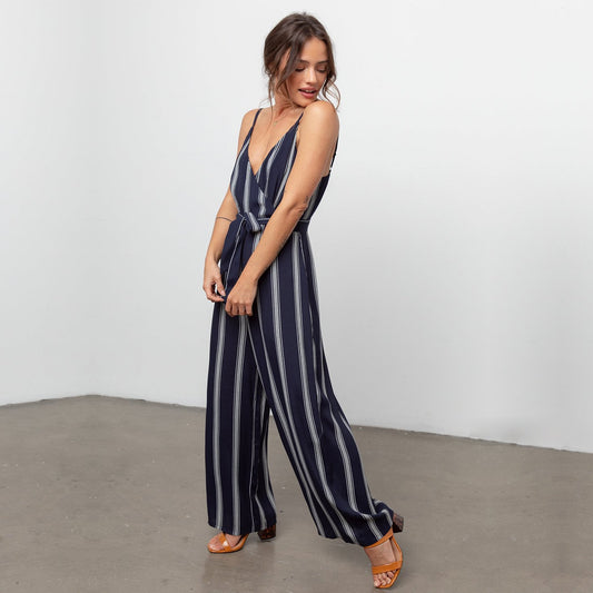 - Serena Stripe Jumpsuit - Navy