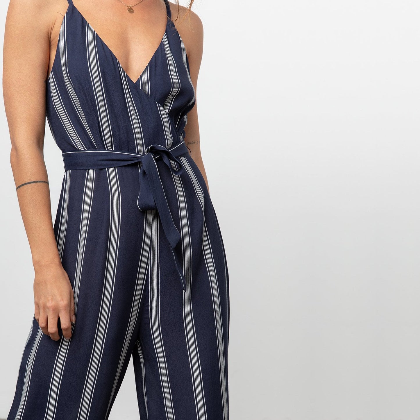 - Serena Stripe Jumpsuit - Navy