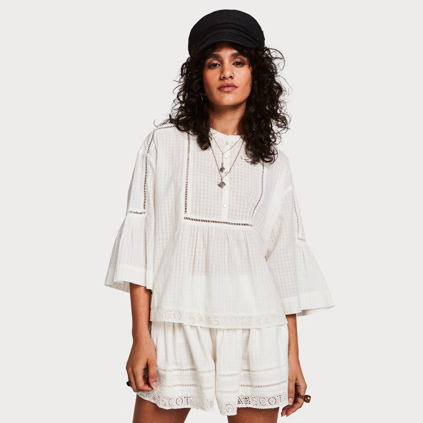 - Cotton Lace Blouse - Off-White