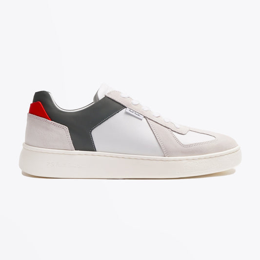 - Colour Block Leather Sneakers - White