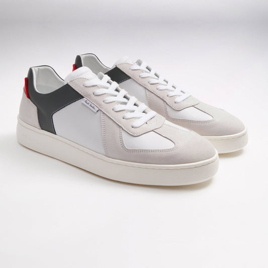 - Colour Block Leather Sneakers - White