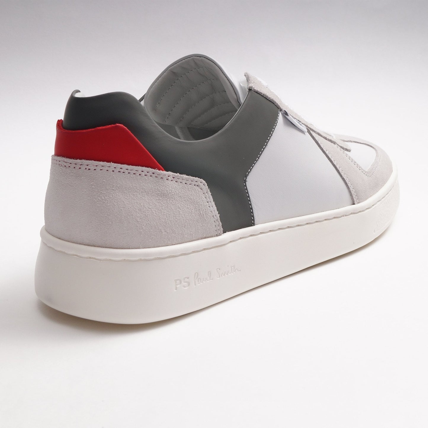 - Colour Block Leather Sneakers - White