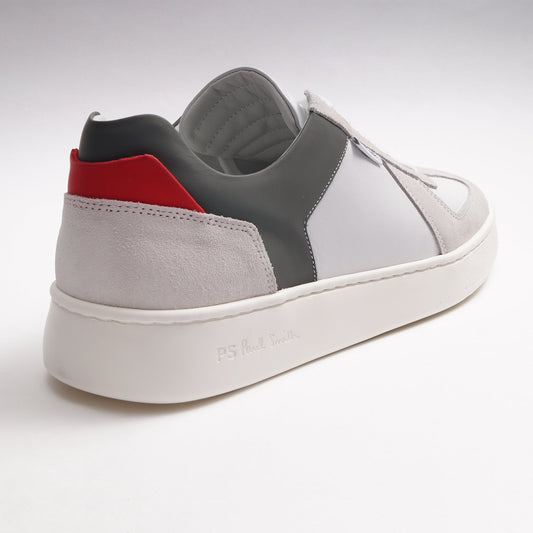 - Colour Block Leather Sneakers - White
