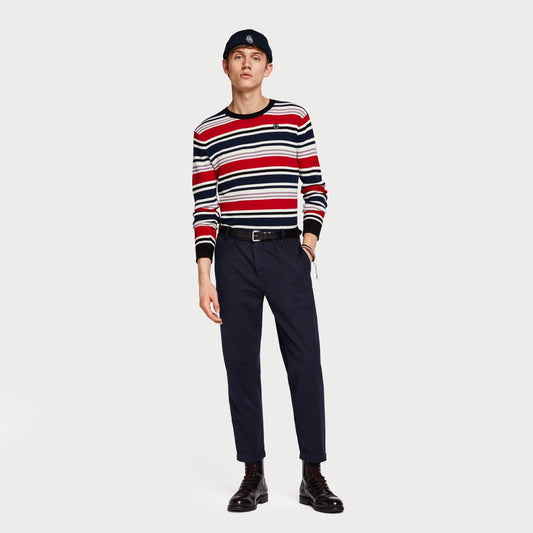 - Cotton Cropped Chinos - Navy
