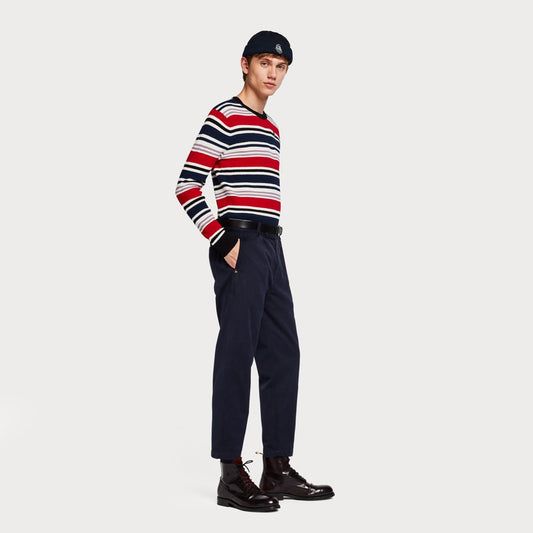 - Cotton Cropped Chinos - Navy