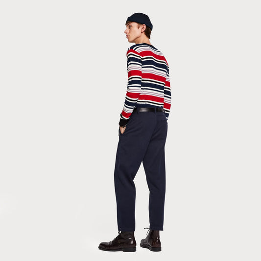 - Cotton Cropped Chinos - Navy