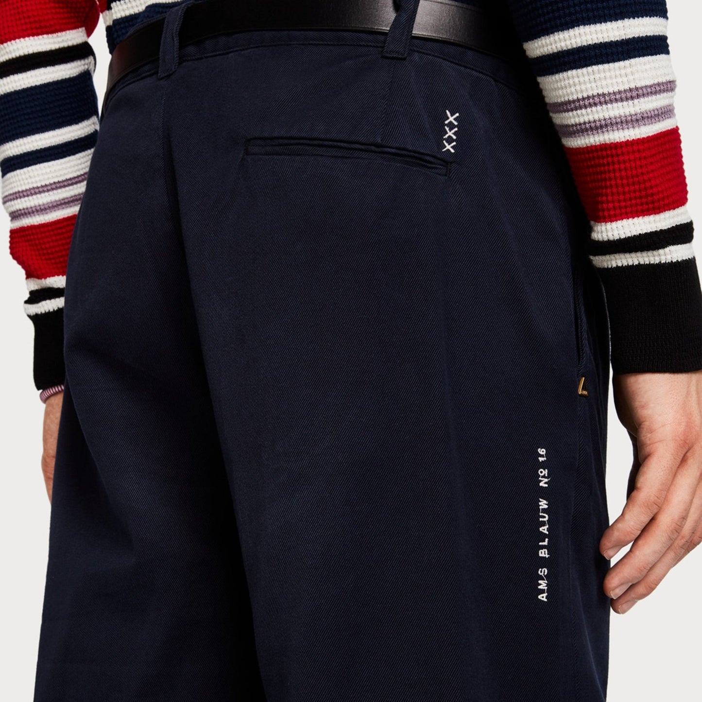 - Cotton Cropped Chinos - Navy