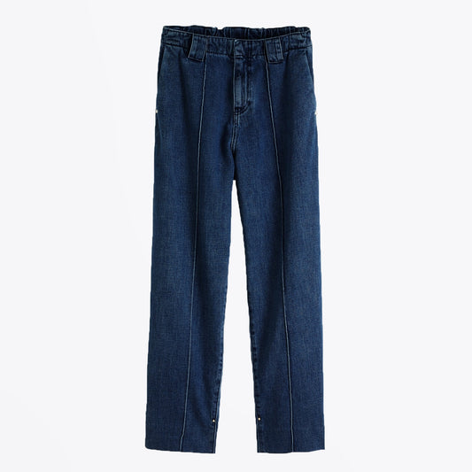 - Belted Denim Jeans - Blue