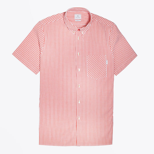 - Stripe Print Shirt - Coral