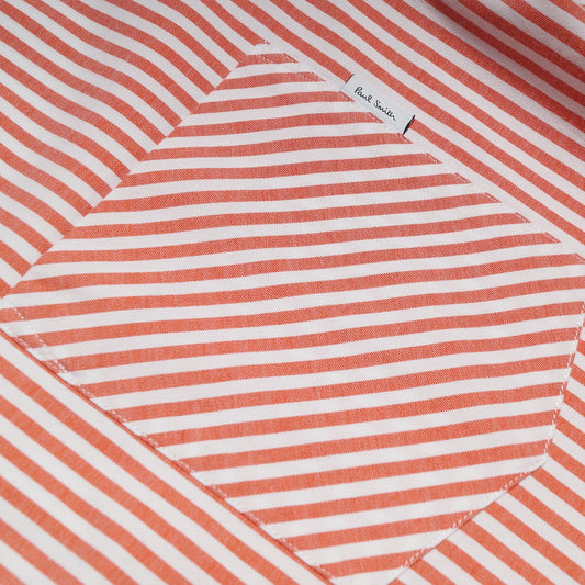 - Stripe Print Shirt - Coral