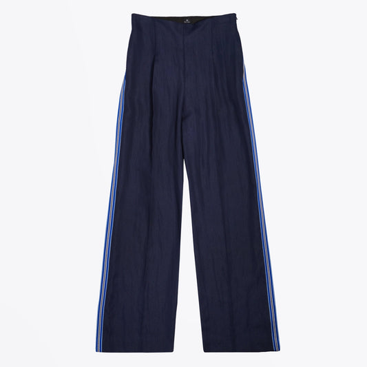 - Wide-Leg Stripe Trousers - Navy